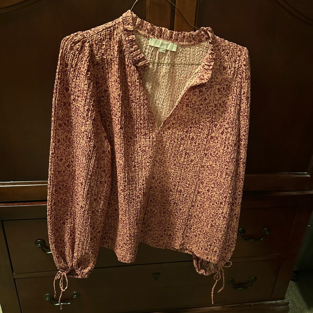 LOFT Pink Floral Blouse